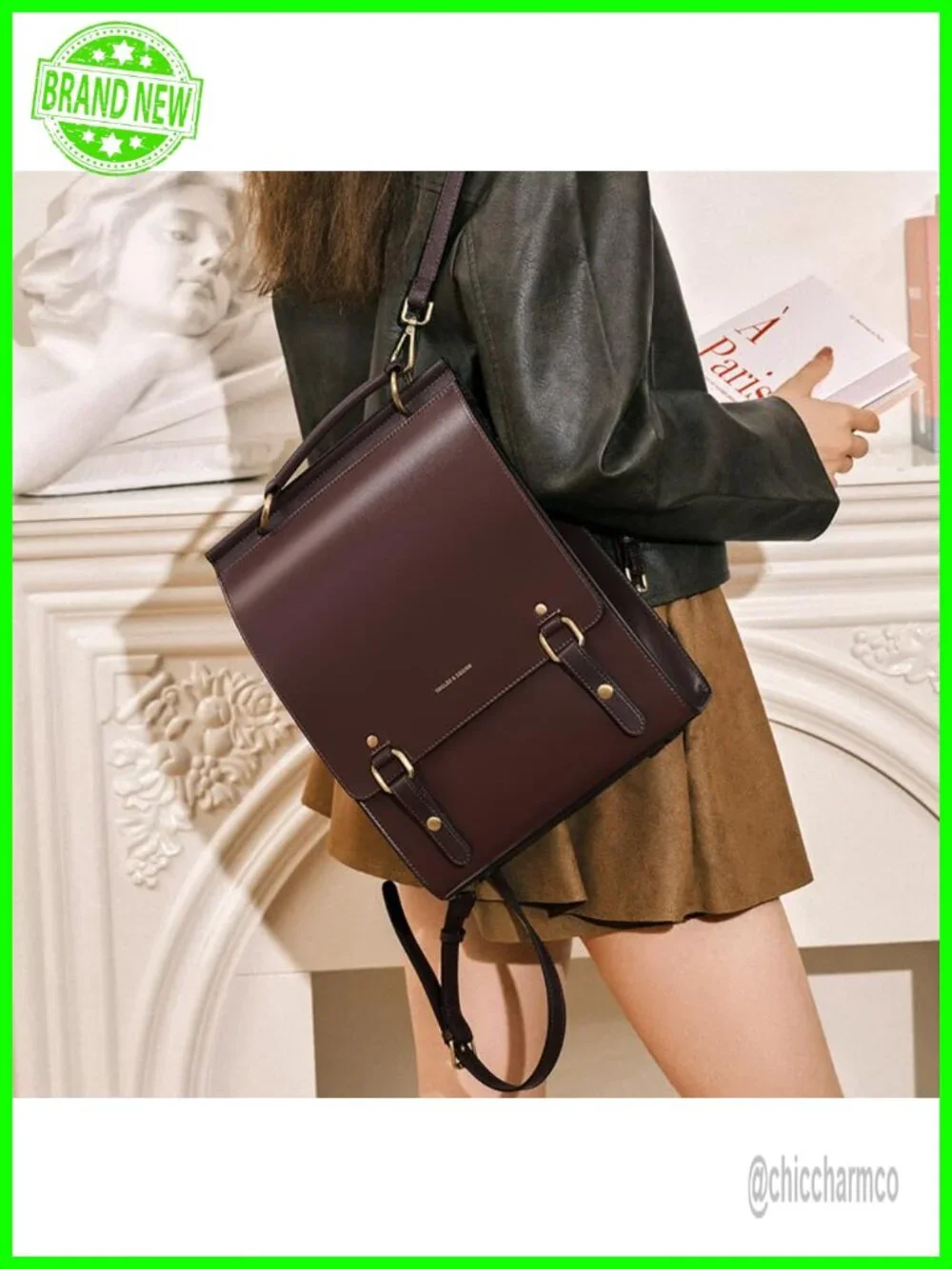 Genuine Leather Backpack Purse Travel Shoulder Bag Convertible Anti-Theft
